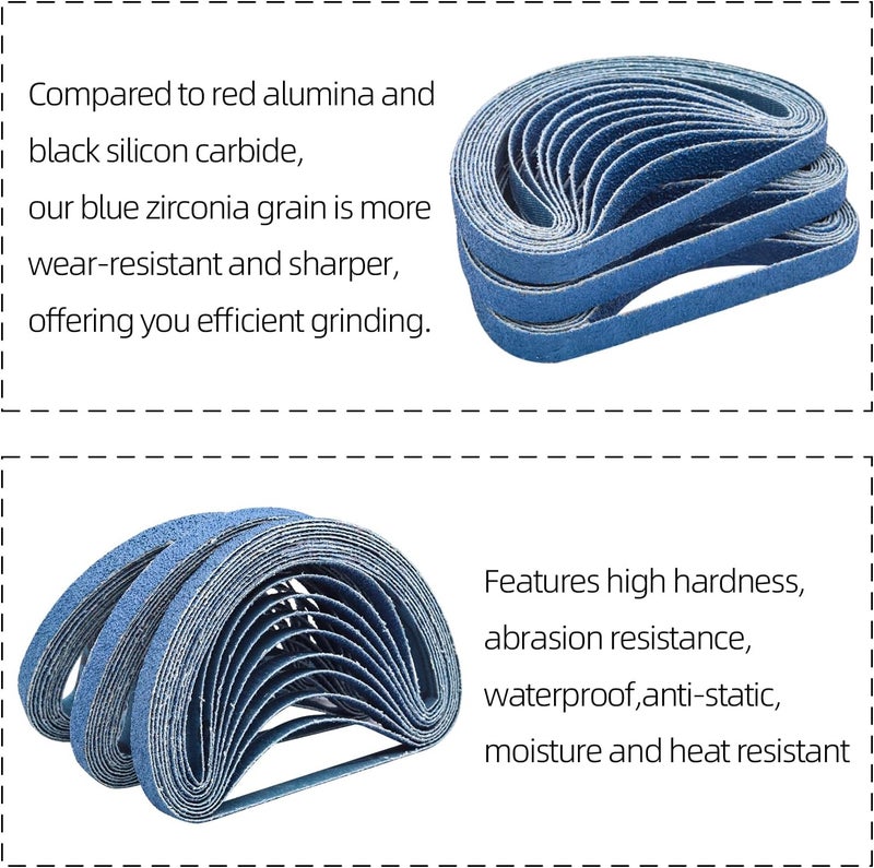 SHUTTLE GENIUS 30 Pcs 3/8x13 Inch Zirconia Sanding Belts, 60 Grit Zirconia Sanding Belts for Air Belt Sander, 3/8 x 13 Sanding Belts for Metal Grinding (3/8x13in, 60 Grit) - Image 5